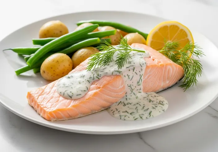 Saumon Poché, Sauce à l'Aneth