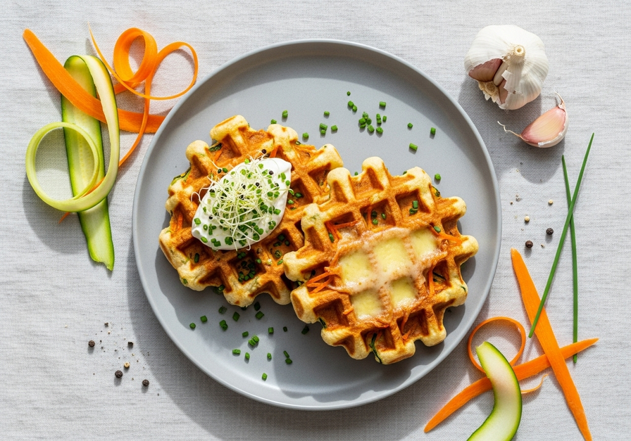 Gaufres Salées au Fromage et aux Légumes